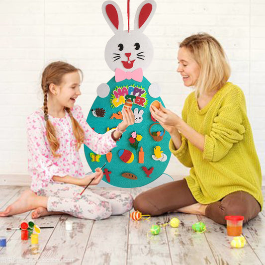 Easter Kids DIY Felt Bunny Pendants Toy with Detachable Alphabet